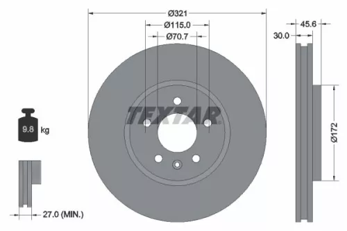 1x TEXTAR 92256803 Brake Disc