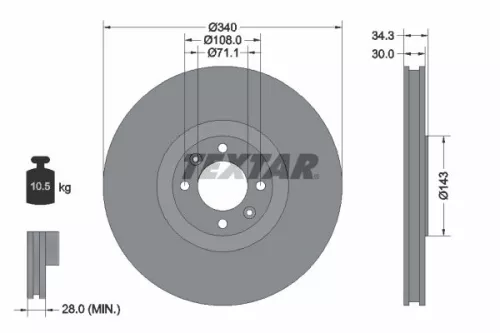 1x TEXTAR 92256903 Brake Disc