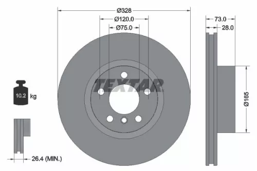 1x TEXTAR 92257105 Brake Disc