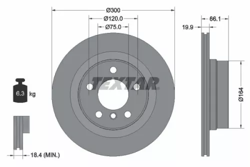 1x TEXTAR 92257203 Brake Disc