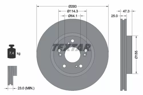 1x  TEXTAR Brake Disc