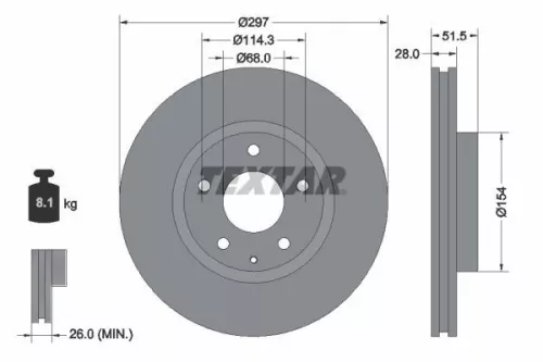 TEXTAR TEXTAR (92257403) 1x  TEXTAR Brake Disc 