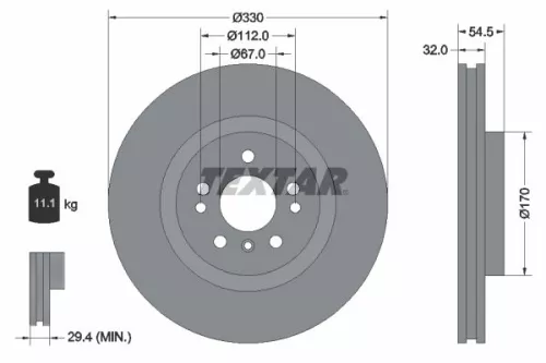 TEXTAR TEXTAR 92260405 1x TEXTAR 92260405 Brake Disc 