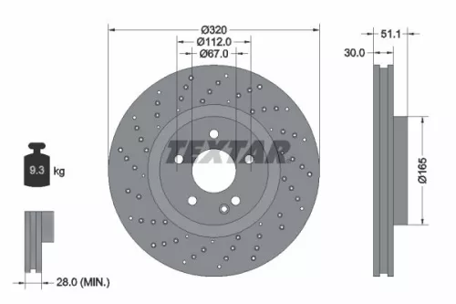 1x TEXTAR 92262105 Brake Disc