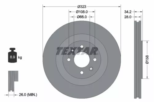 1x TEXTAR 92267103 Brake Disc