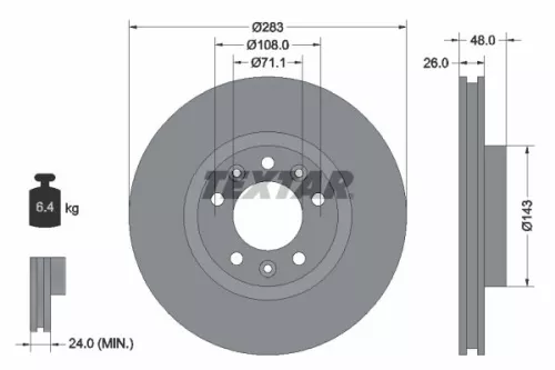 1x TEXTAR 92267203 Brake Disc