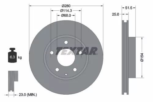 1x  TEXTAR Brake Disc