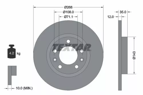 1x  TEXTAR Brake Disc