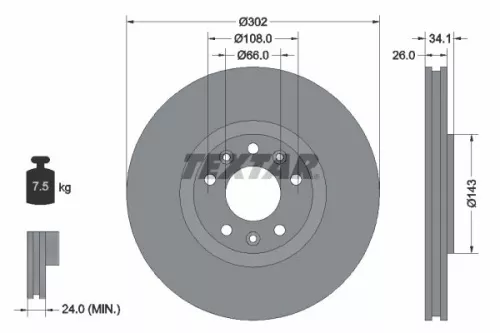 1x TEXTAR 92268103 Brake Disc