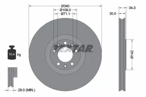 1x  TEXTAR Brake Disc