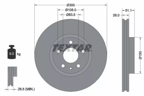 1x  TEXTAR Brake Disc