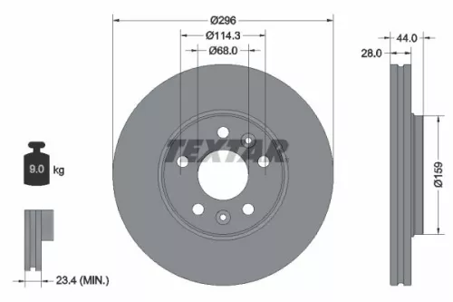 TEXTAR TEXTAR 92268803 1x TEXTAR 92268803 Brake Disc 