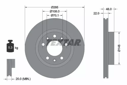 1x TEXTAR 92269003 Brake Disc