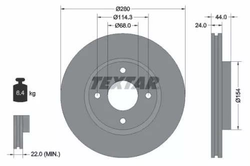 1x  TEXTAR Brake Disc