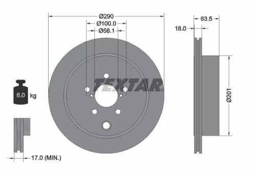1x  TEXTAR Brake Disc