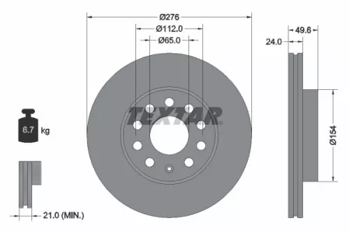 1x  TEXTAR Brake Disc