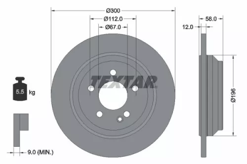 TEXTAR TEXTAR (92272703) 1x  TEXTAR Brake Disc 