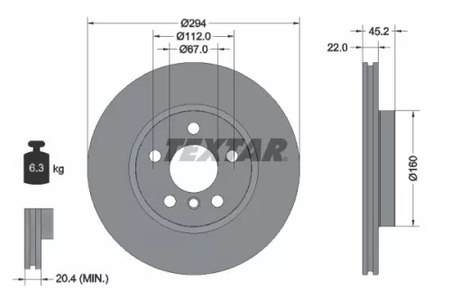 1x  TEXTAR Brake Disc