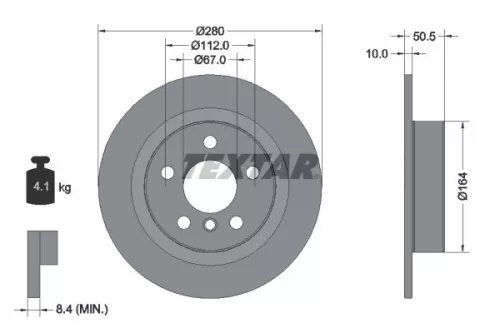 1x  TEXTAR Brake Disc