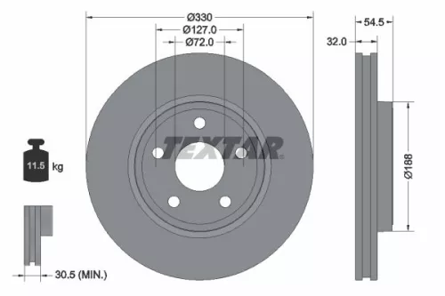 TEXTAR TEXTAR (92274803) 1x TEXTAR 92274803 Brake Disc 