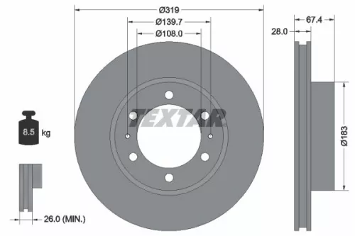 TEXTAR TEXTAR (92274903) 1x TEXTAR 92274903 Brake Disc 