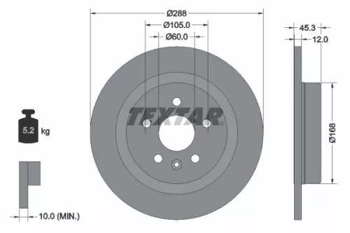 TEXTAR TEXTAR (92275203) 1x  TEXTAR Brake Disc 