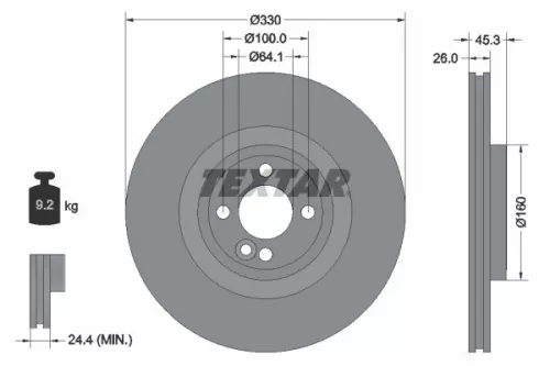 TEXTAR TEXTAR (92275403) 1x  TEXTAR Brake Disc 