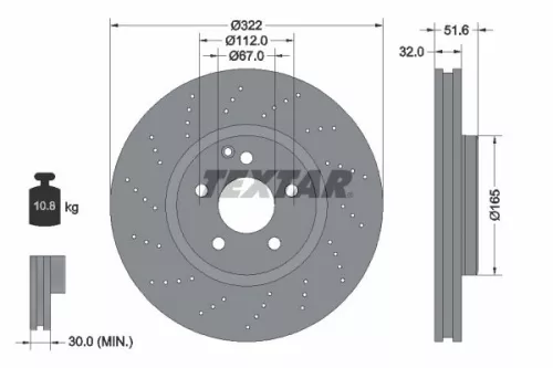 TEXTAR TEXTAR (92277705) 1x  TEXTAR Brake Disc 