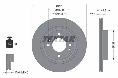 1x  TEXTAR Brake Disc