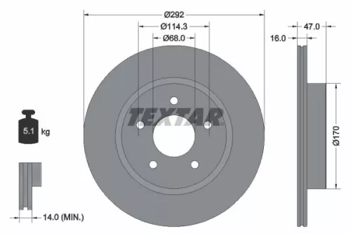 TEXTAR TEXTAR (92278103) 1x  TEXTAR Brake Disc 