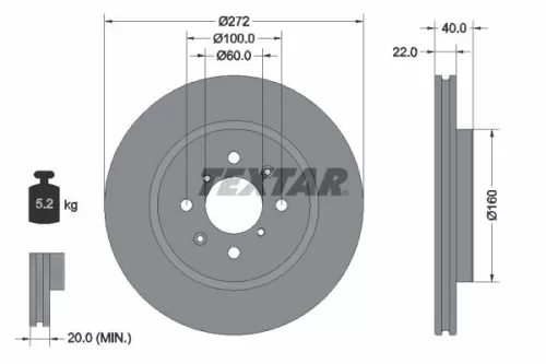 TEXTAR TEXTAR (92278203) 1x  TEXTAR Brake Disc 