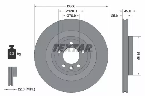 TEXTAR TEXTAR (92278403) 1x  TEXTAR Brake Disc 