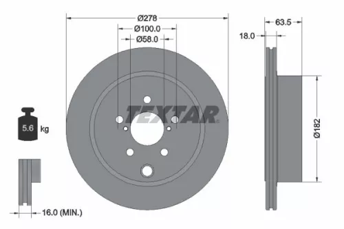 TEXTAR TEXTAR (92278503) 1x  TEXTAR Brake Disc 