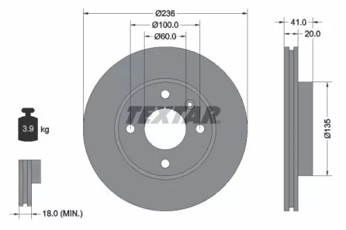 1x  TEXTAR Brake Disc