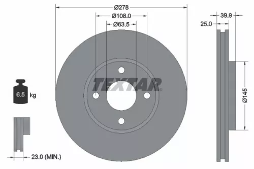 TEXTAR TEXTAR (92279003) 1x  TEXTAR Brake Disc 