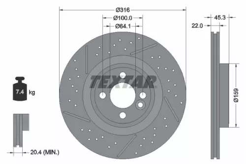 TEXTAR TEXTAR (92279105) 1x TEXTAR 92279105 Brake Disc 