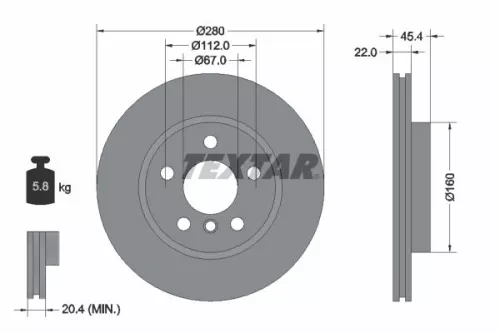 TEXTAR TEXTAR (92279203) 1x  TEXTAR Brake Disc 