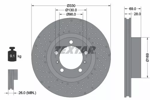 TEXTAR TEXTAR (92279605) 1x  TEXTAR Brake Disc 