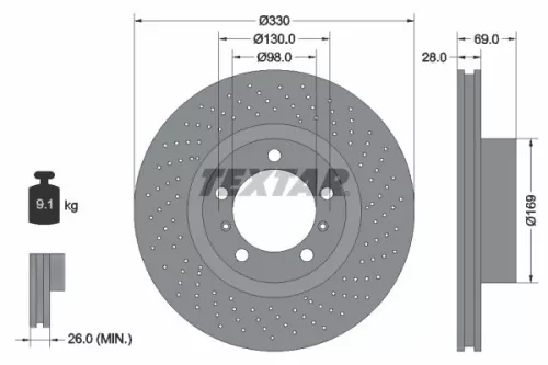 TEXTAR TEXTAR (92279705) 1x  TEXTAR Brake Disc 