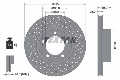 TEXTAR TEXTAR (92280005) 1x  TEXTAR Brake Disc 