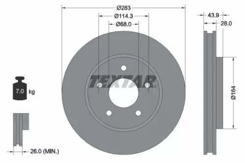 TEXTAR TEXTAR (92280103) 1x  TEXTAR Brake Disc 