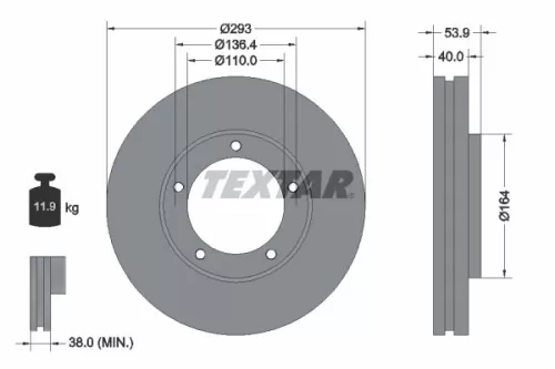 TEXTAR TEXTAR (92281703) 1x TEXTAR 92281703 Brake Disc 