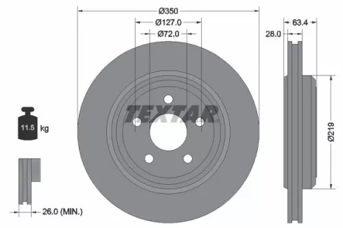 1x TEXTAR 92282003 Brake Disc