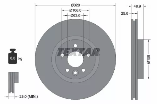 1x  TEXTAR Brake Disc