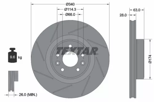 TEXTAR TEXTAR (92282205) 1x TEXTAR 92282205 Brake Disc 