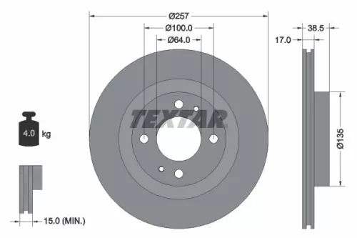 1x  TEXTAR Brake Disc