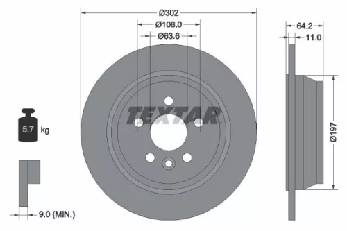 1x  TEXTAR Brake Disc