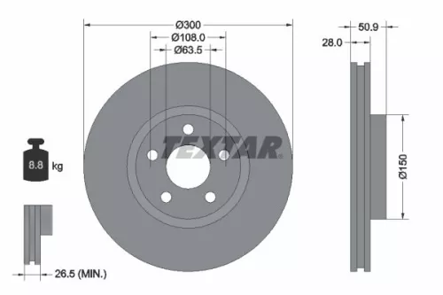 TEXTAR TEXTAR (92283105) 1x  TEXTAR Brake Disc 