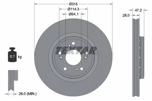 TEXTAR TEXTAR (92283303) 1x  TEXTAR Brake Disc 