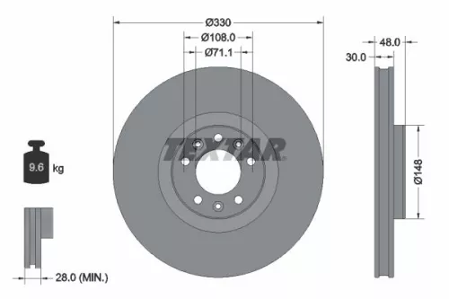 1x TEXTAR 92283403 Brake Disc